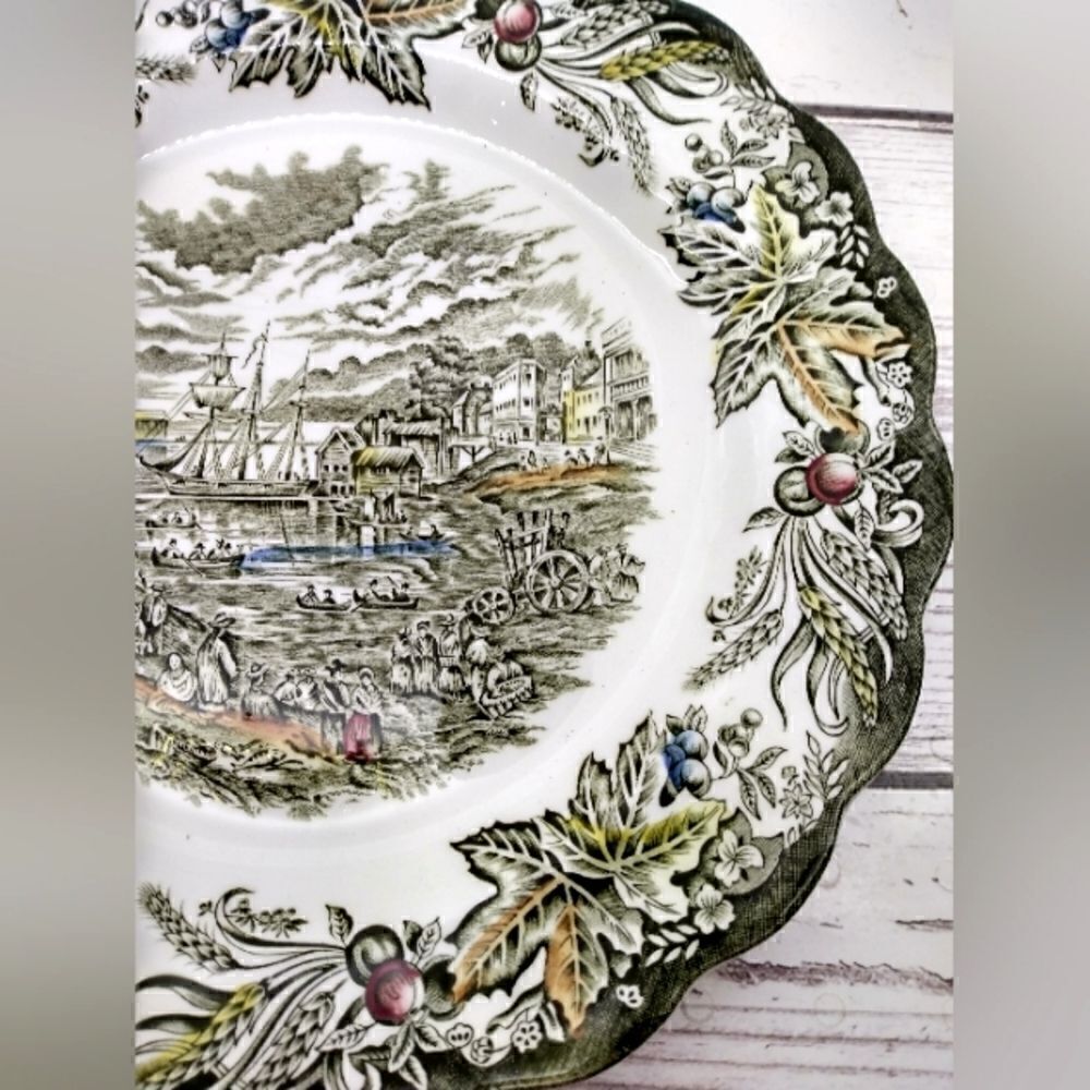 Ridgeway Staffordshire England Bartlett Scene's Toronto Fish Market 1842 Plate - Picture 4 of 9